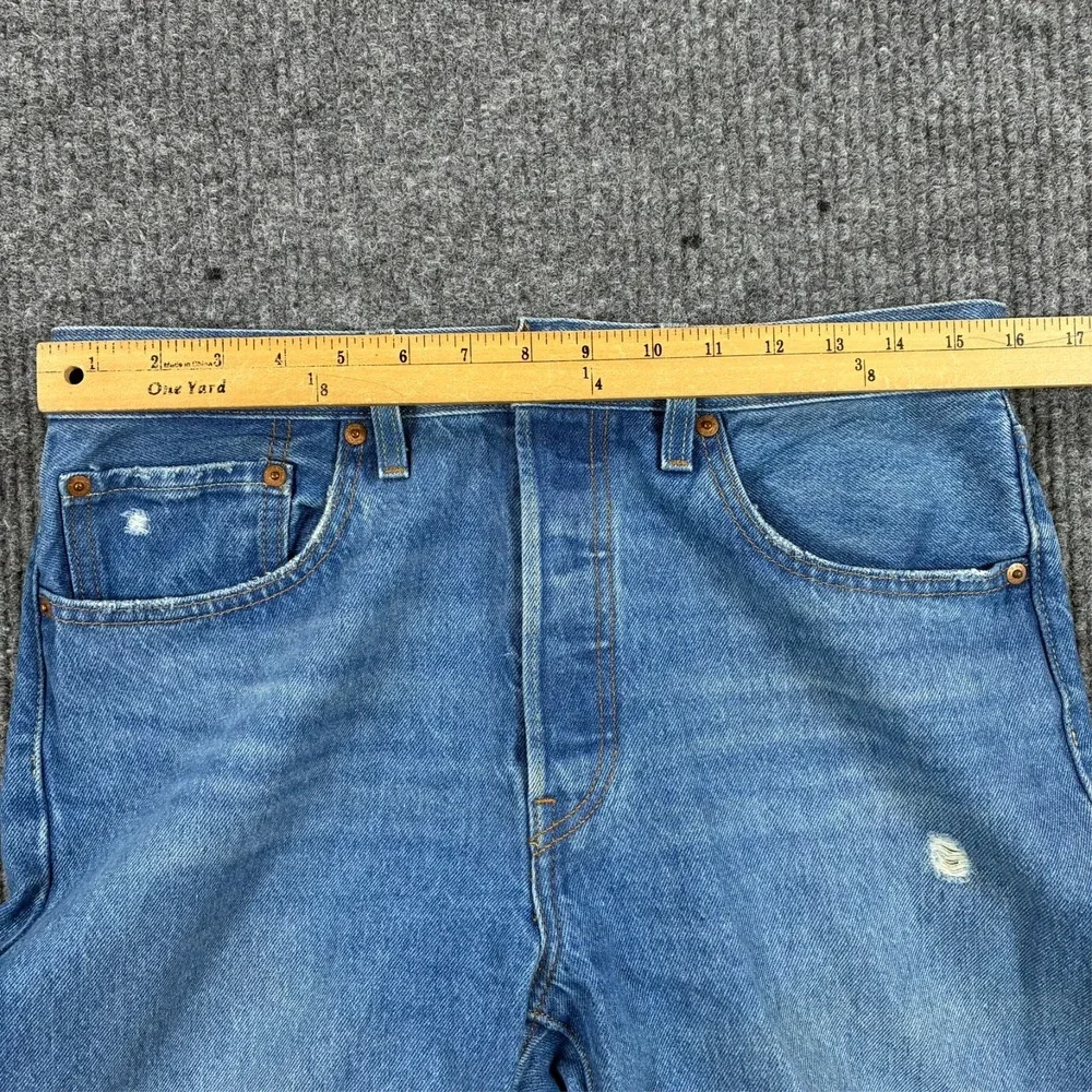 Levis 501 Mens Straight Leg Jeans Size 30x30 Blue Denim Distressed Mid Rise